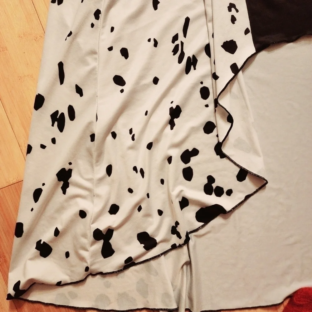Cruella DeVil Hi-Low Dress Halloween Costume Cosplay Black White Girl's 6-7 EUC - Picture 9 of 15